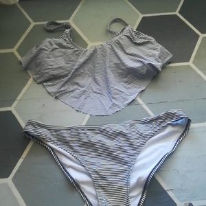 Navy Blue and White Striped Bikini